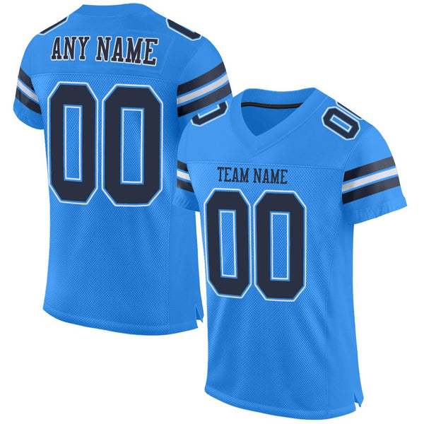 Custom Powder Blue Navy-White Mesh Authentic Football Jersey Custom Powder Blue Navy-White Mesh Authentic Football Jersey