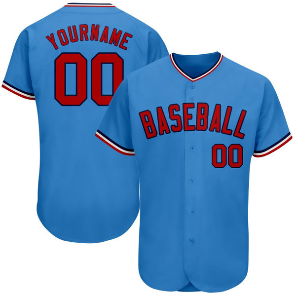 Custom Powder Blue Red-Navy Authentic Baseball Jersey Custom Powder Blue Red-Navy Authentic Baseball Jersey