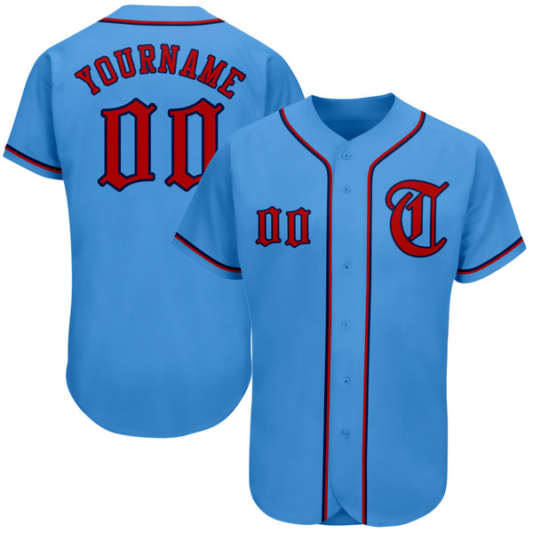 Custom Powder Blue Red-Navy Authentic Baseball Jersey Custom Powder Blue Red-Navy Authentic Baseball Jersey