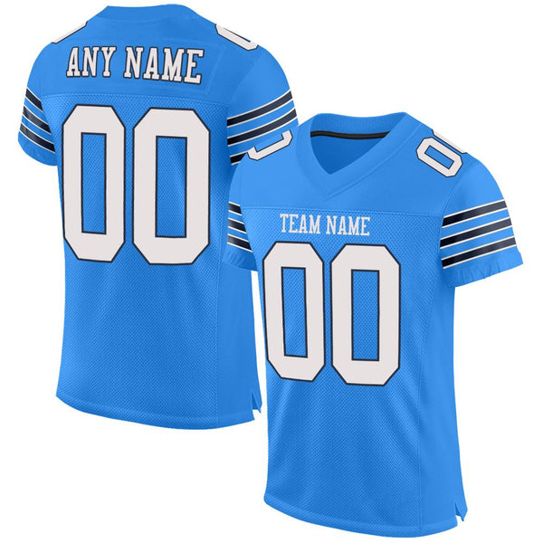 Custom Powder Blue White-Navy Mesh Authentic Football Jersey Custom Powder Blue White-Navy Mesh Authentic Football Jersey