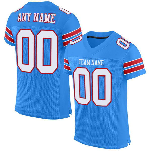 Custom Powder Blue White-Red Mesh Authentic Football Jersey Custom Powder Blue White-Red Mesh Authentic Football Jersey