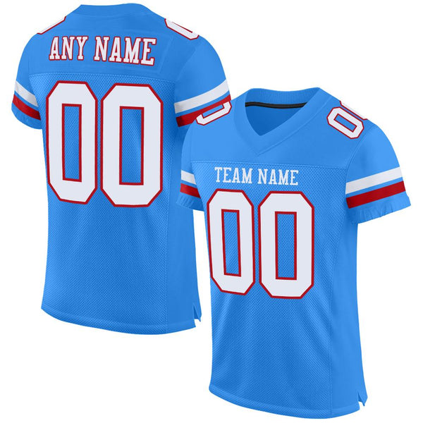 Custom Powder Blue White-Red Mesh Authentic Football Jersey Custom Powder Blue White-Red Mesh Authentic Football Jersey