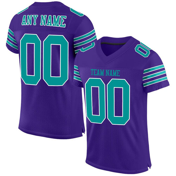 Custom Purple Aqua-White Mesh Authentic Football Jersey Custom Purple Aqua-White Mesh Authentic Football Jersey