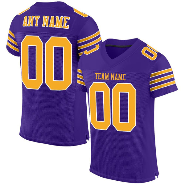 Custom Purple Gold-White Mesh Authentic Football Jersey Custom Purple Gold-White Mesh Authentic Football Jersey