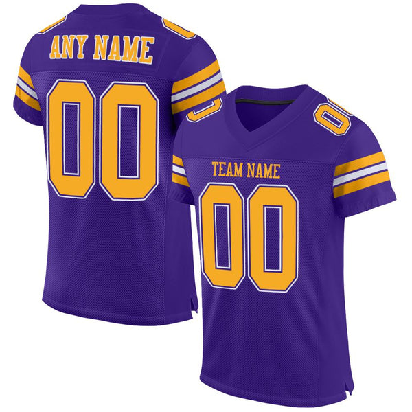 Custom Purple Gold-White Mesh Authentic Football Jersey Custom Purple Gold-White Mesh Authentic Football Jersey