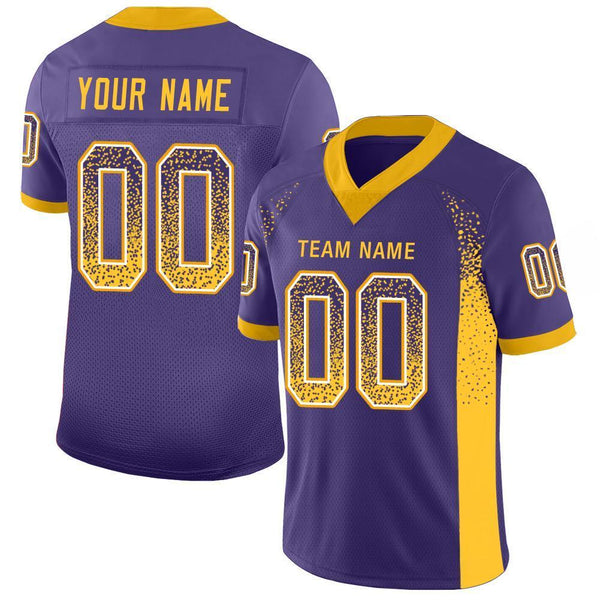 Custom Purple Gold-White Mesh Drift Fashion Football Jersey Custom Purple Gold-White Mesh Drift Fashion Football Jersey