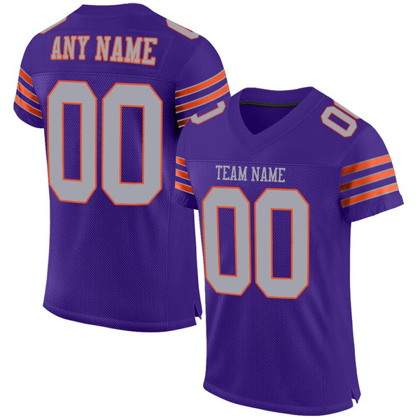 Custom Purple Gray-Orange Mesh Authentic Football Jersey Custom Purple Gray-Orange Mesh Authentic Football Jersey