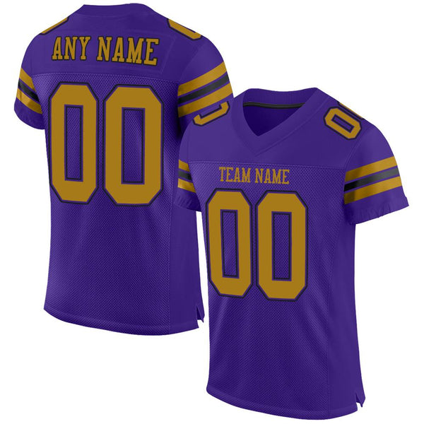 Custom Purple Old Gold-Black Mesh Authentic Football Jersey Custom Purple Old Gold-Black Mesh Authentic Football Jersey