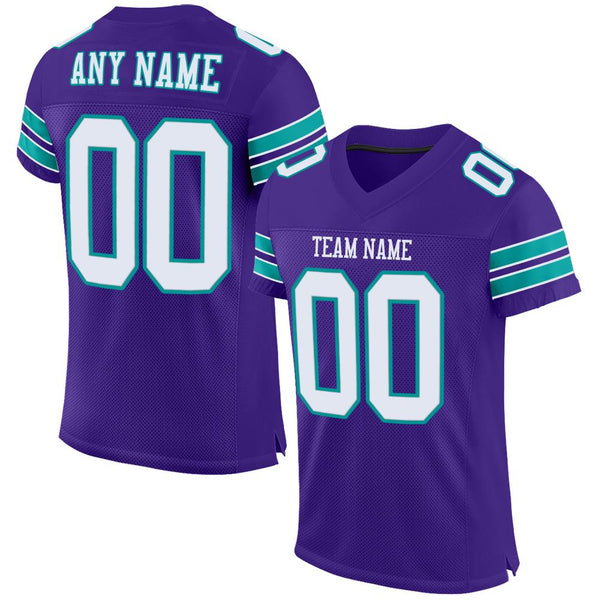 Custom Purple White-Aqua Mesh Authentic Football Jersey Custom Purple White-Aqua Mesh Authentic Football Jersey