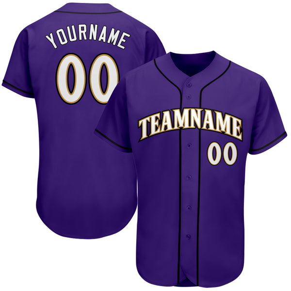 Custom Purple White-Old Gold Authentic Baseball Jersey Custom Purple White-Old Gold Authentic Baseball Jersey