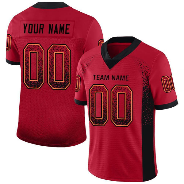 Custom Red Black-Orange Mesh Drift Fashion Football Jersey Custom Red Black-Orange Mesh Drift Fashion Football Jersey
