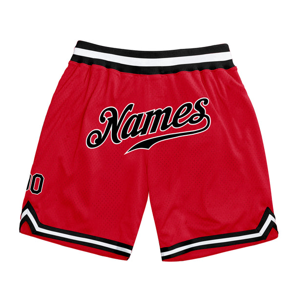 Custom Red Black-White Authentic Throwback Basketball Shorts Custom Red Black-White Authentic Throwback Basketball Shorts