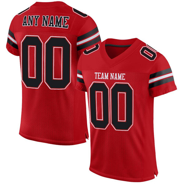 Custom Red Black-White Mesh Authentic Football Jersey Custom Red Black-White Mesh Authentic Football Jersey