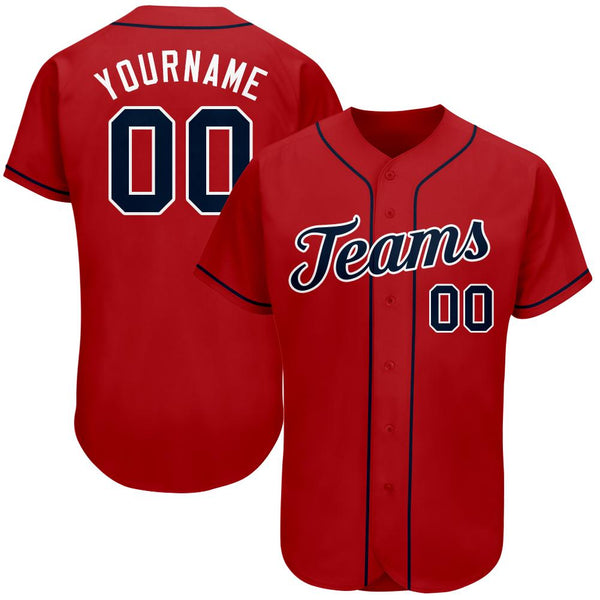 Custom Red Navy-White Authentic Baseball Jersey Custom Red Navy-White Authentic Baseball Jersey