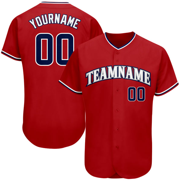 Custom Red Navy-White Authentic Baseball Jersey Custom Red Navy-White Authentic Baseball Jersey