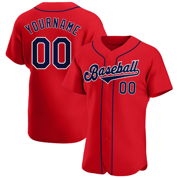 Custom Red Navy-White Authentic Baseball Jersey Custom Red Navy-White Authentic Baseball Jersey