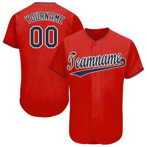 Custom Red Navy-White Baseball Jersey Custom Red Navy-White Baseball Jersey