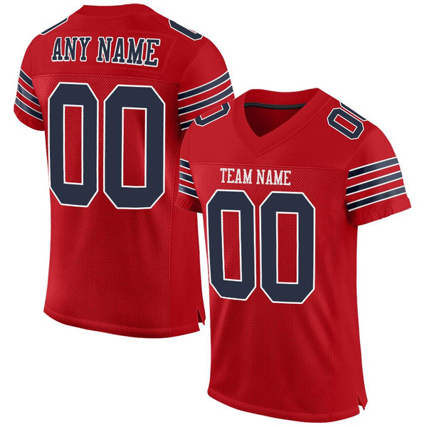 Custom Red Navy-White Mesh Authentic Football Jersey Custom Red Navy-White Mesh Authentic Football Jersey