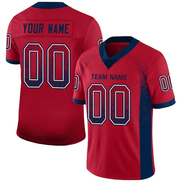 Custom Red Navy-White Mesh Drift Fashion Football Jersey Custom Red Navy-White Mesh Drift Fashion Football Jersey