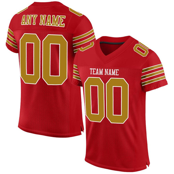 Custom Red Old Gold-White Mesh Authentic Football Jersey Custom Red Old Gold-White Mesh Authentic Football Jersey