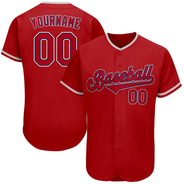 Custom Red Red-Navy Authentic Baseball Jersey Custom Red Red-Navy Authentic Baseball Jersey
