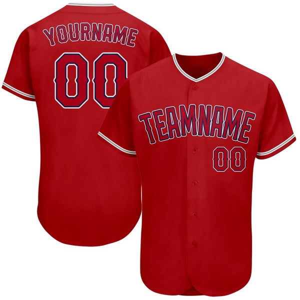 Custom Red Red-Navy Authentic Baseball Jersey Custom Red Red-Navy Authentic Baseball Jersey