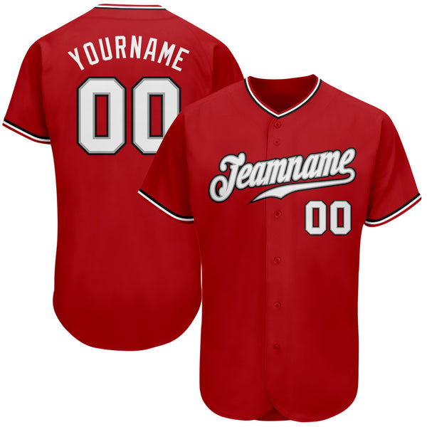 Custom Red White-Black Authentic Baseball Jersey Custom Red White-Black Authentic Baseball Jersey