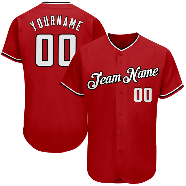 Custom Red White-Black Authentic Baseball Jersey Custom Red White-Black Authentic Baseball Jersey