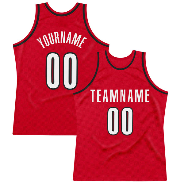 Custom Red White-Black Authentic Throwback Basketball Jersey Custom Red White-Black Authentic Throwback Basketball Jersey