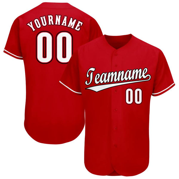 Custom Red White-Black Baseball Jersey Custom Red White-Black Baseball Jersey