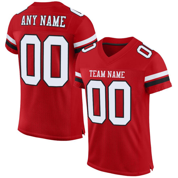 Custom Red White-Black Mesh Authentic Football Jersey Custom Red White-Black Mesh Authentic Football Jersey