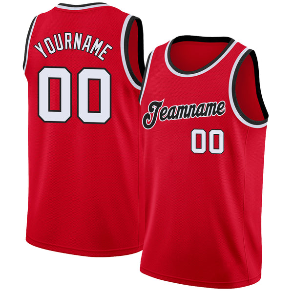 Custom Red White-Black Round Neck Rib-Knit Basketball Jersey Custom Red White-Black Round Neck Rib-Knit Basketball Jersey