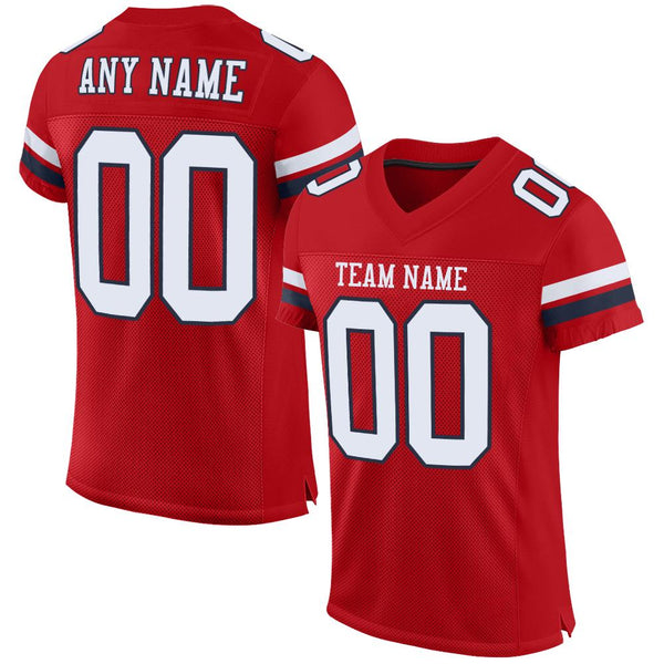 Custom Red White-Navy Mesh Authentic Football Jersey Custom Red White-Navy Mesh Authentic Football Jersey