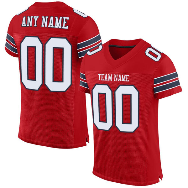 Custom Red White-Navy Mesh Authentic Football Jersey Custom Red White-Navy Mesh Authentic Football Jersey