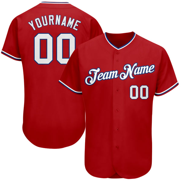 Custom Red White-Royal Authentic Baseball Jersey Custom Red White-Royal Authentic Baseball Jersey