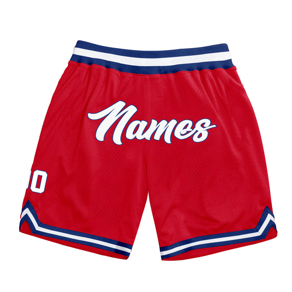 Custom Red White-Royal Authentic Throwback Basketball Shorts Custom Red White-Royal Authentic Throwback Basketball Shorts