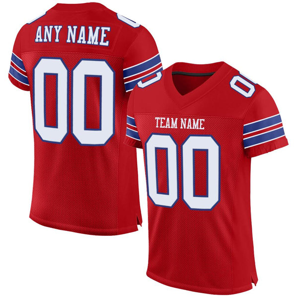 Custom Red White-Royal Mesh Authentic Football Jersey Custom Red White-Royal Mesh Authentic Football Jersey