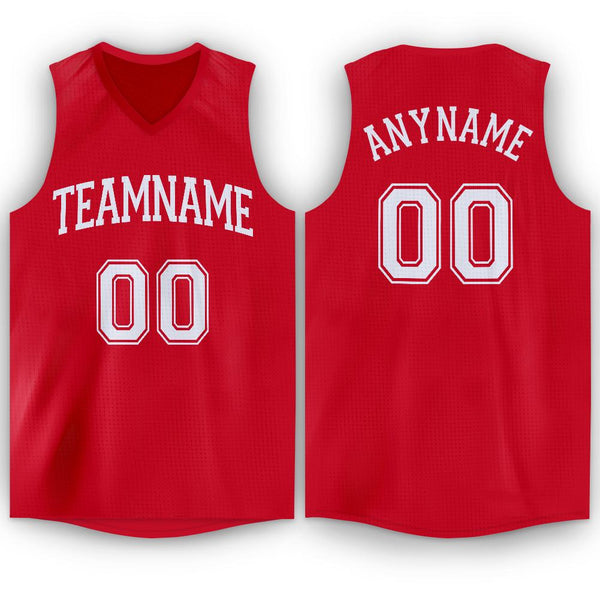 Custom Red White V-Neck Basketball Jersey Custom Red White V-Neck Basketball Jersey