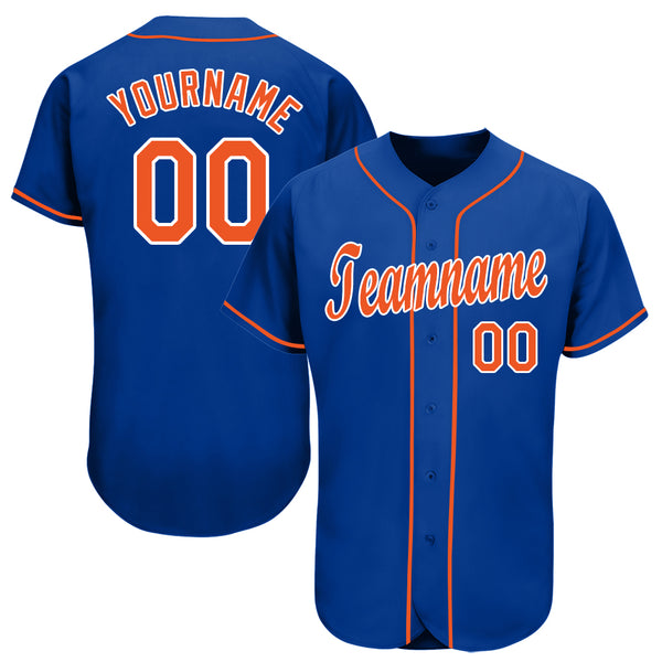 Custom Royal Orange-White Baseball Jersey Custom Royal Orange-White Baseball Jersey