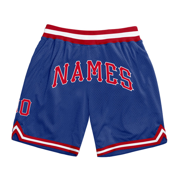 Custom Royal Red-White Authentic Throwback Basketball Shorts Custom Royal Red-White Authentic Throwback Basketball Shorts