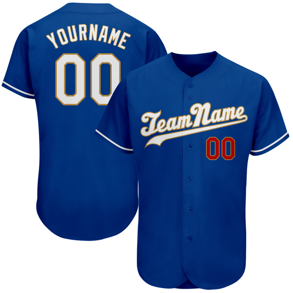 Custom Royal White-Old Gold Authentic Baseball Jersey Custom Royal White-Old Gold Authentic Baseball Jersey