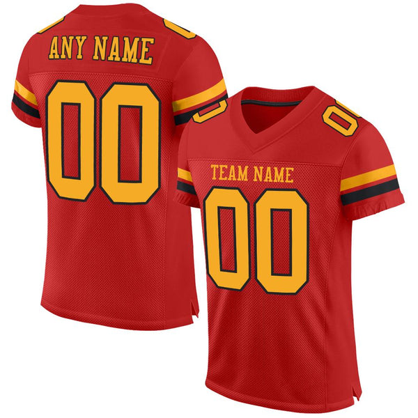 Custom Scarlet Gold-Black Mesh Authentic Football Jersey Custom Scarlet Gold-Black Mesh Authentic Football Jersey