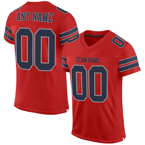 Custom Scarlet Navy-Light Gray Mesh Authentic Football Jersey Custom Scarlet Navy-Light Gray Mesh Authentic Football Jersey