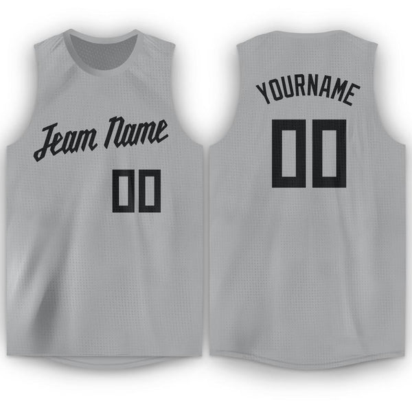 Custom Silver Gray Black Round Neck Basketball Jersey Custom Silver Gray Black Round Neck Basketball Jersey