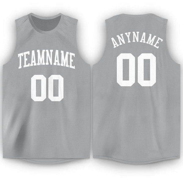 Custom Silver Gray White Round Neck Basketball Jersey Custom Silver Gray White Round Neck Basketball Jersey