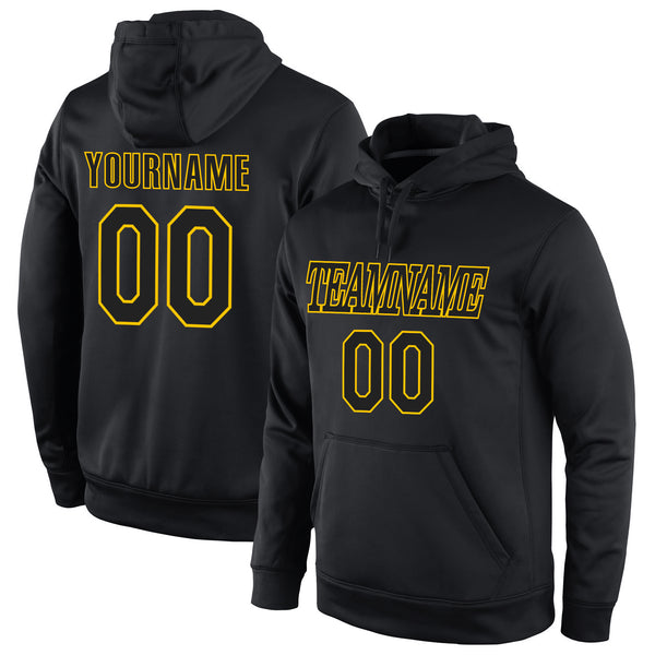 Custom Stitched Black Black-Gold Sports Pullover Sweatshirt Hoodie Custom Stitched Black Black-Gold Sports Pullover Sweatshirt Hoodie
