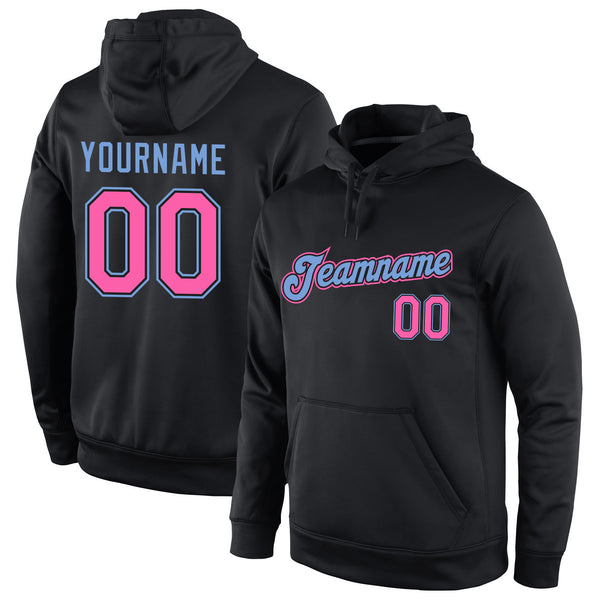Custom Stitched Black Pink-Light Blue Sports Pullover Sweatshirt Hoodie Custom Stitched Black Pink-Light Blue Sports Pullover Sweatshirt Hoodie
