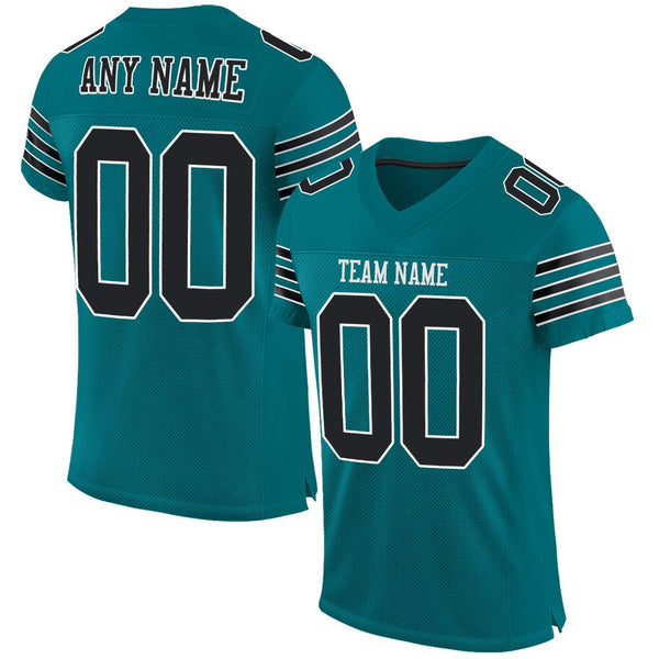 Custom Teal Black-White Mesh Authentic Football Jersey Custom Teal Black-White Mesh Authentic Football Jersey