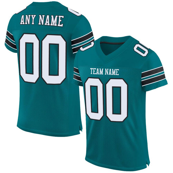 Custom Teal White-Black Mesh Authentic Football Jersey Custom Teal White-Black Mesh Authentic Football Jersey