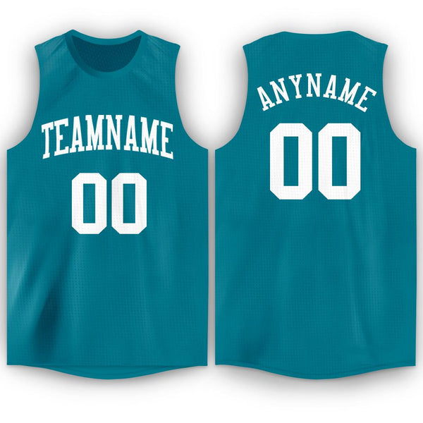 Custom Teal White Round Neck Basketball Jersey Custom Teal White Round Neck Basketball Jersey